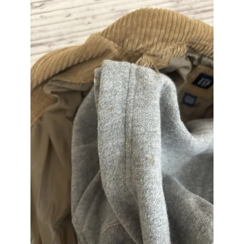 GAP Zip & Button Long Sleeve Brown Corduroy Hooded Jacket Toddler 12/18 Months